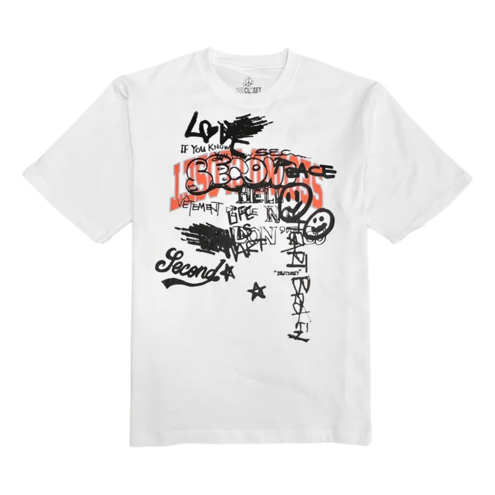 2ND CLOSET GRAFFITI PRINTED T-SHIRT-WHITE