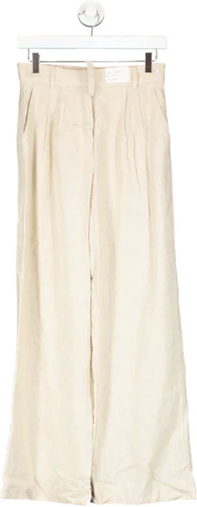 Abercrombie & Fitch Cream Ultra High Waist Wide Leg Linen Trousers W26