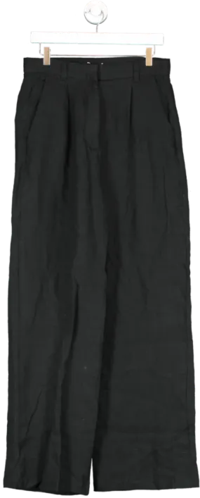 albaray Black Linen Wide Leg Trousers UK 14