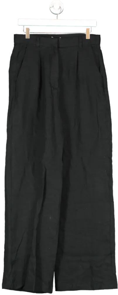 albaray Black Linen Wide Leg Trousers UK 14