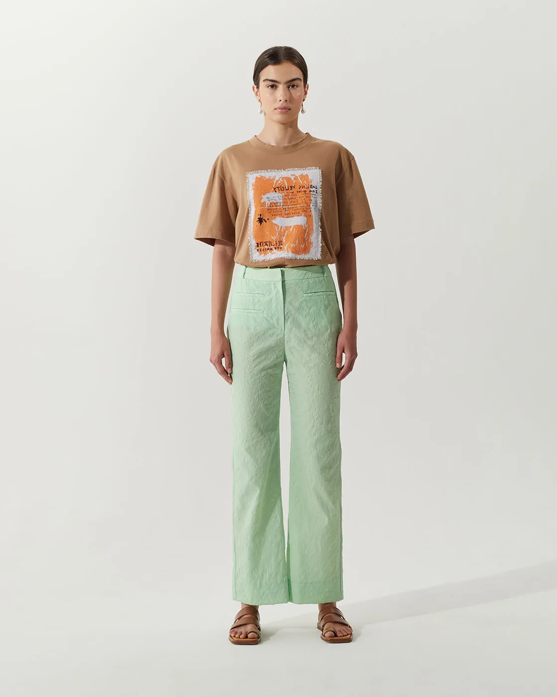 Aletta Trousers Textured Viscose Apple Green