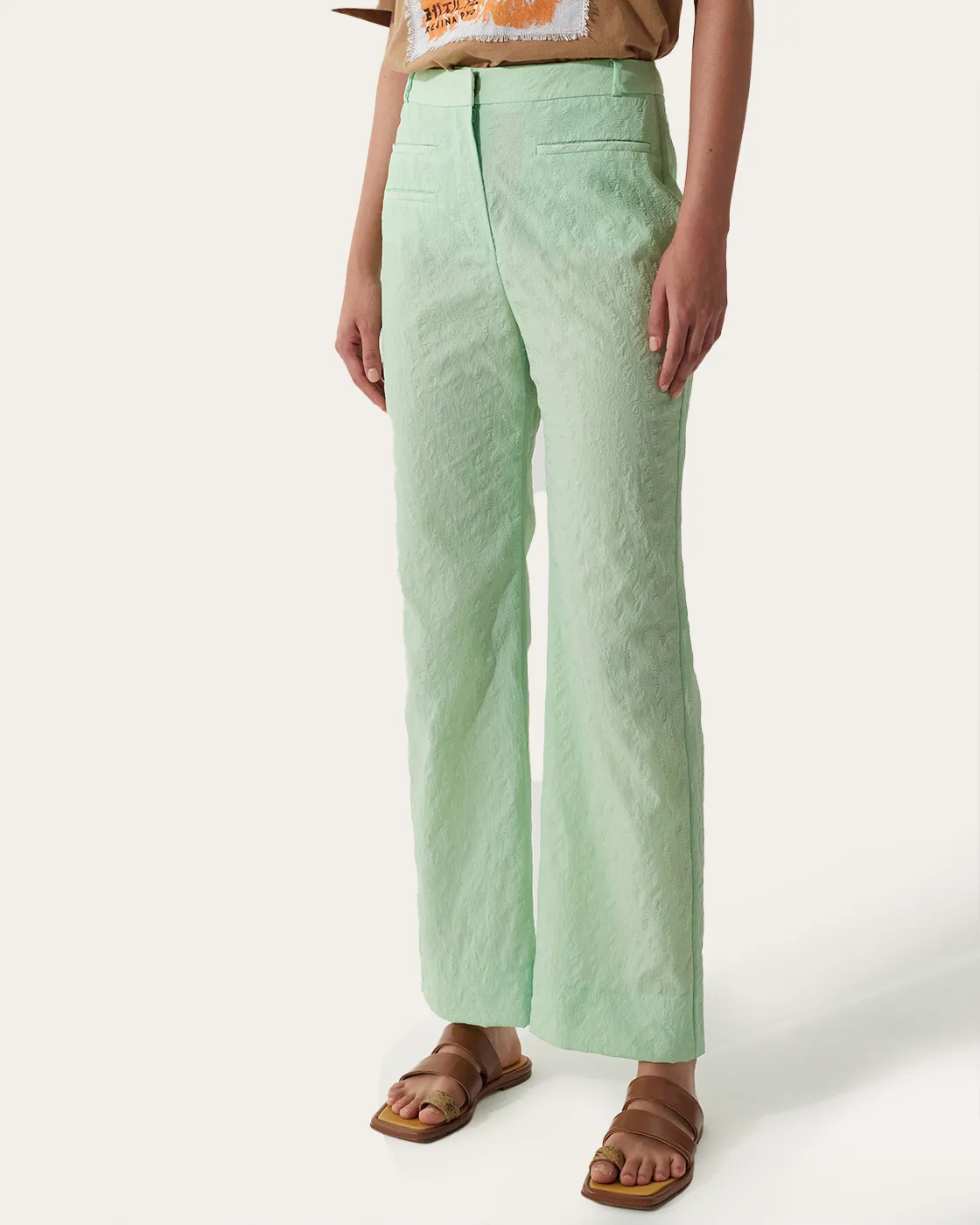 Aletta Trousers Textured Viscose Apple Green