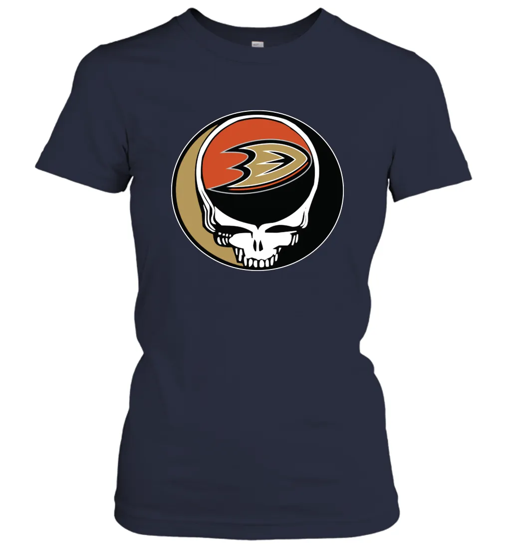 Anaheim Ducks Grateful Dead Steal Your Face Hockey NHL Womens T-Shirt