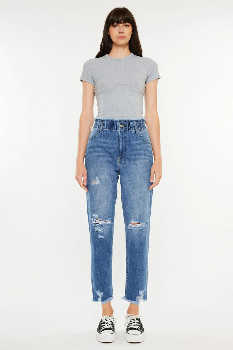 Angel Ultra High Rise Paperbag Mom Jeans