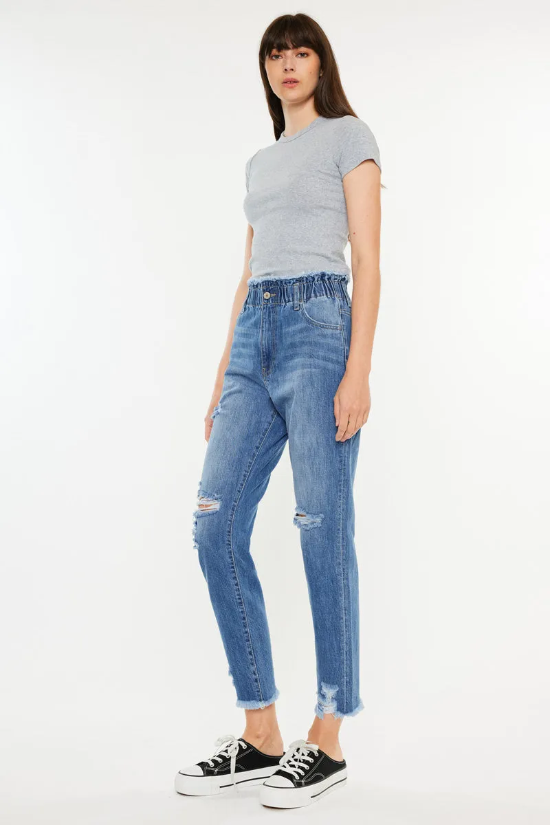 Angel Ultra High Rise Paperbag Mom Jeans