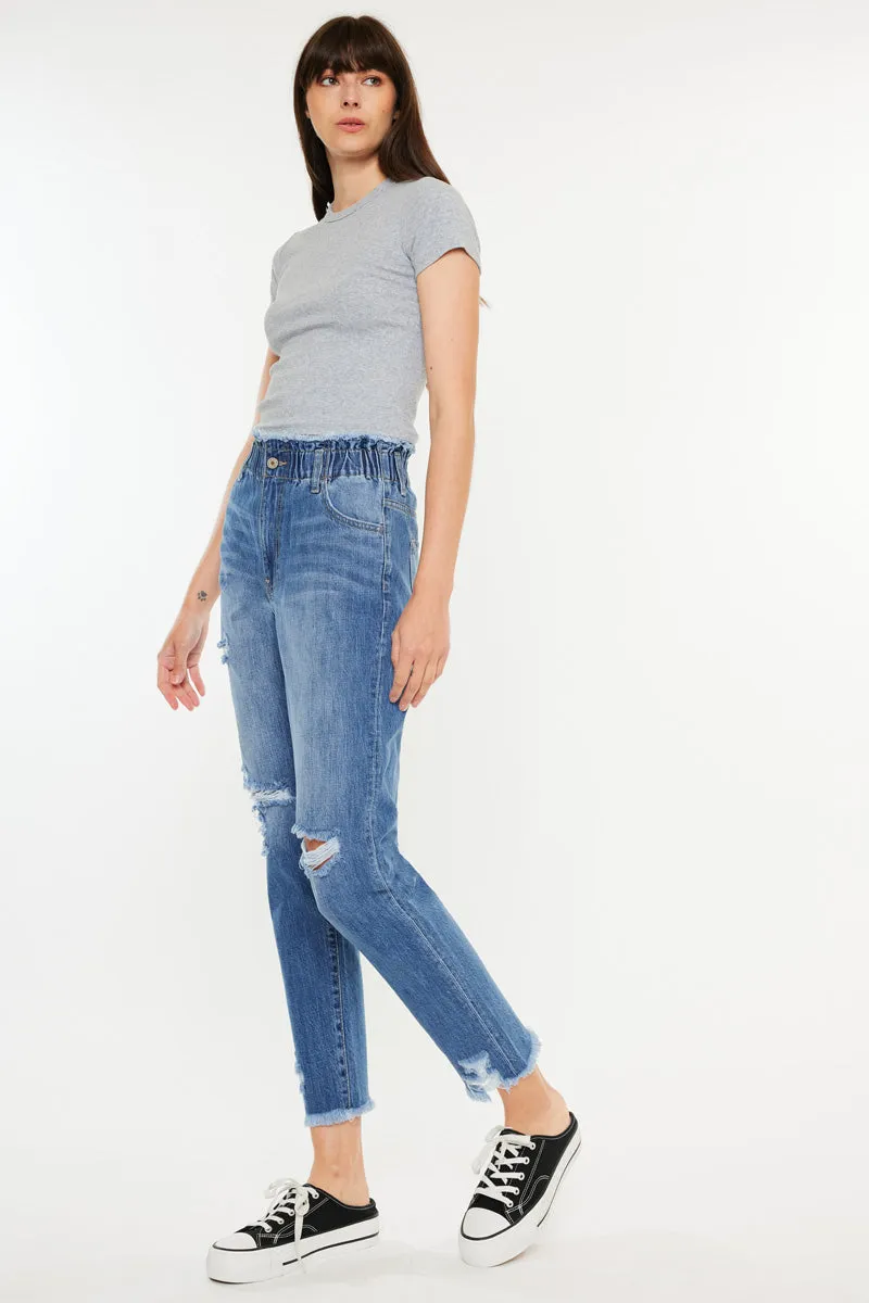 Angel Ultra High Rise Paperbag Mom Jeans