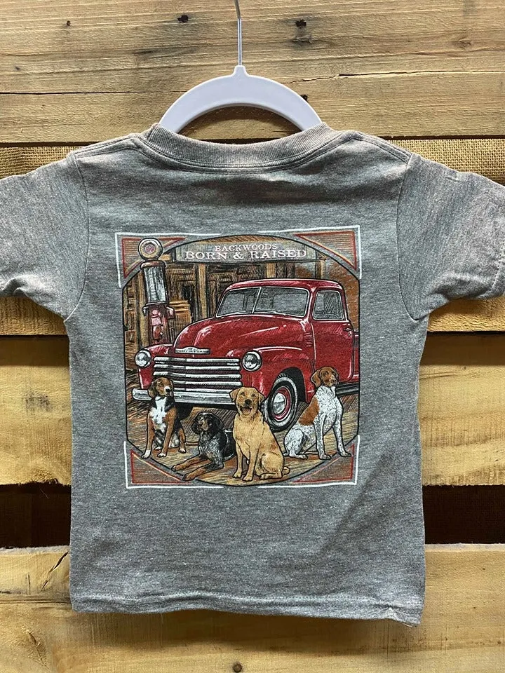 Backwoods Born & Raised Dogs Truck Unisex Toddler Youth T Shirt