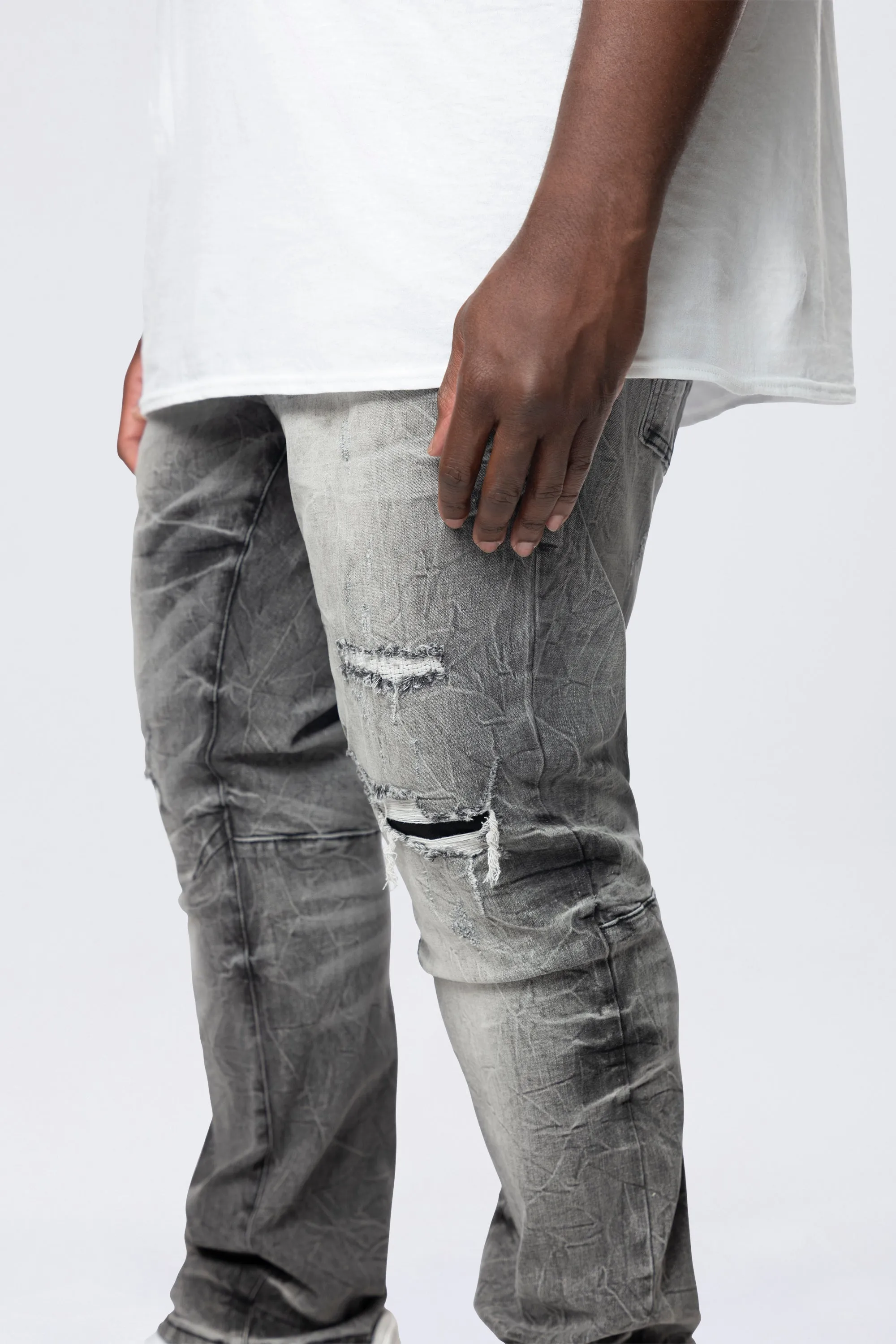 Big and Tall - Wave Effect Jeans - Eris Grey