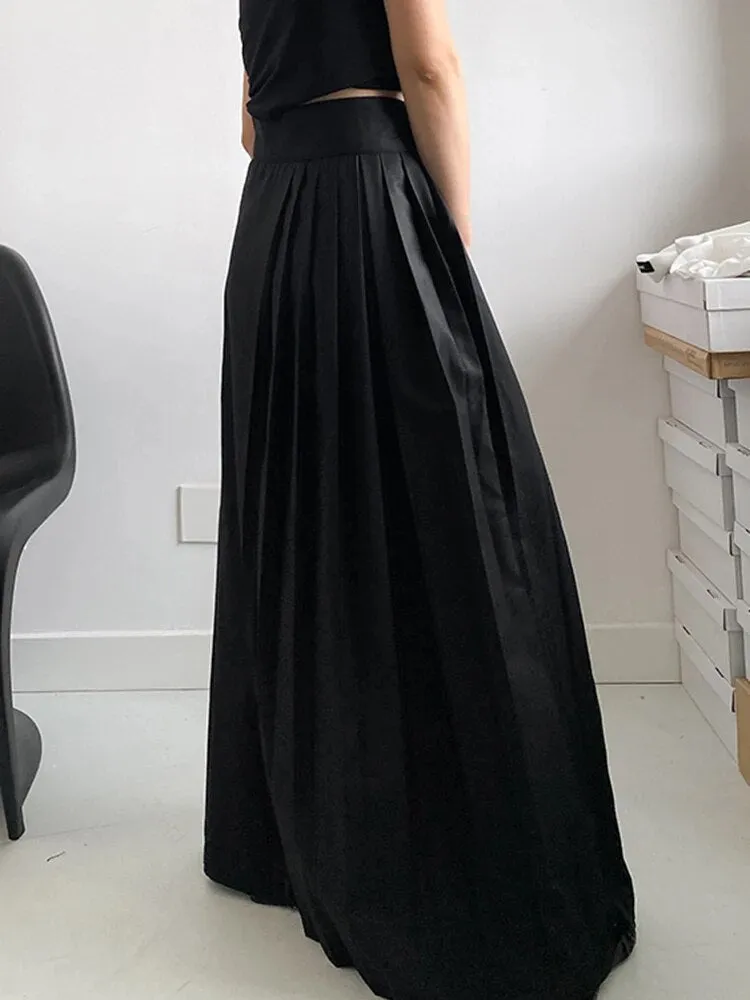 Casual Minimal Goth Embroidery Skirt