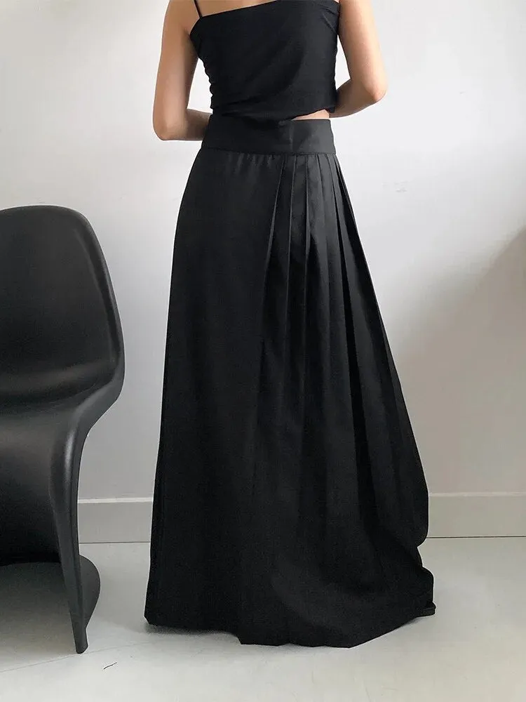 Casual Minimal Goth Embroidery Skirt