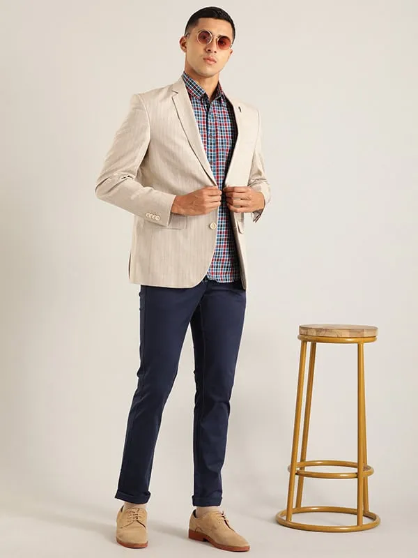 Constructed Striped Casual Blazer