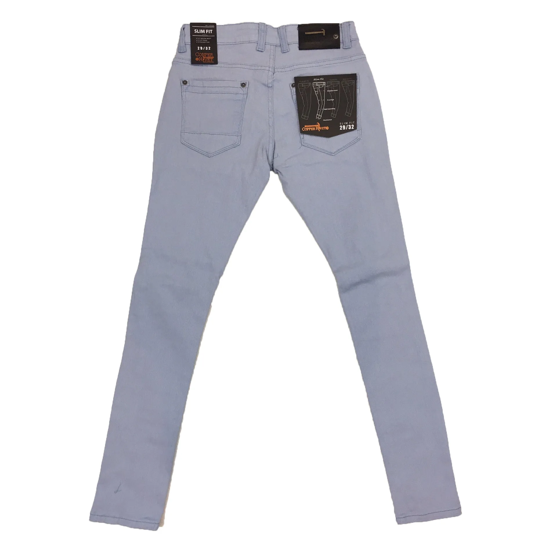 Copper Rivet Ripped Slim Jean (Sky Blue)