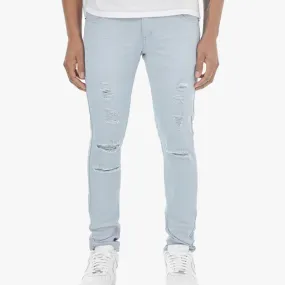 Copper Rivet Ripped Slim Jean (Sky Blue)