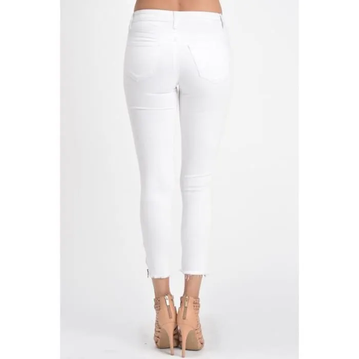 Crisp White Ankle Zip Skinny