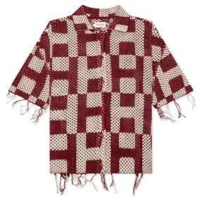 Crochet S/S Button Down - Brick