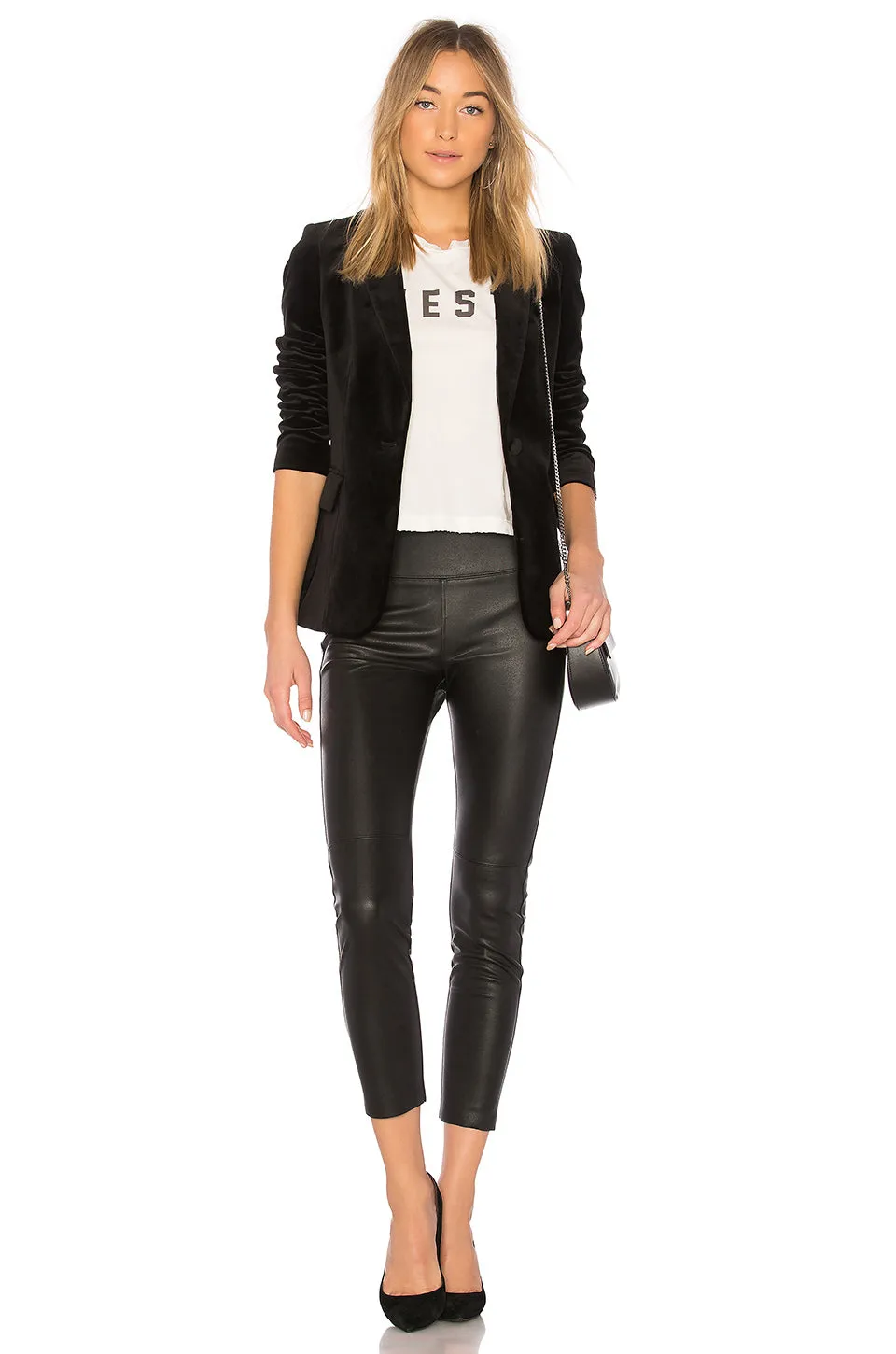 David Lerner Gemma Mid Rise Vegan Leather Leggings