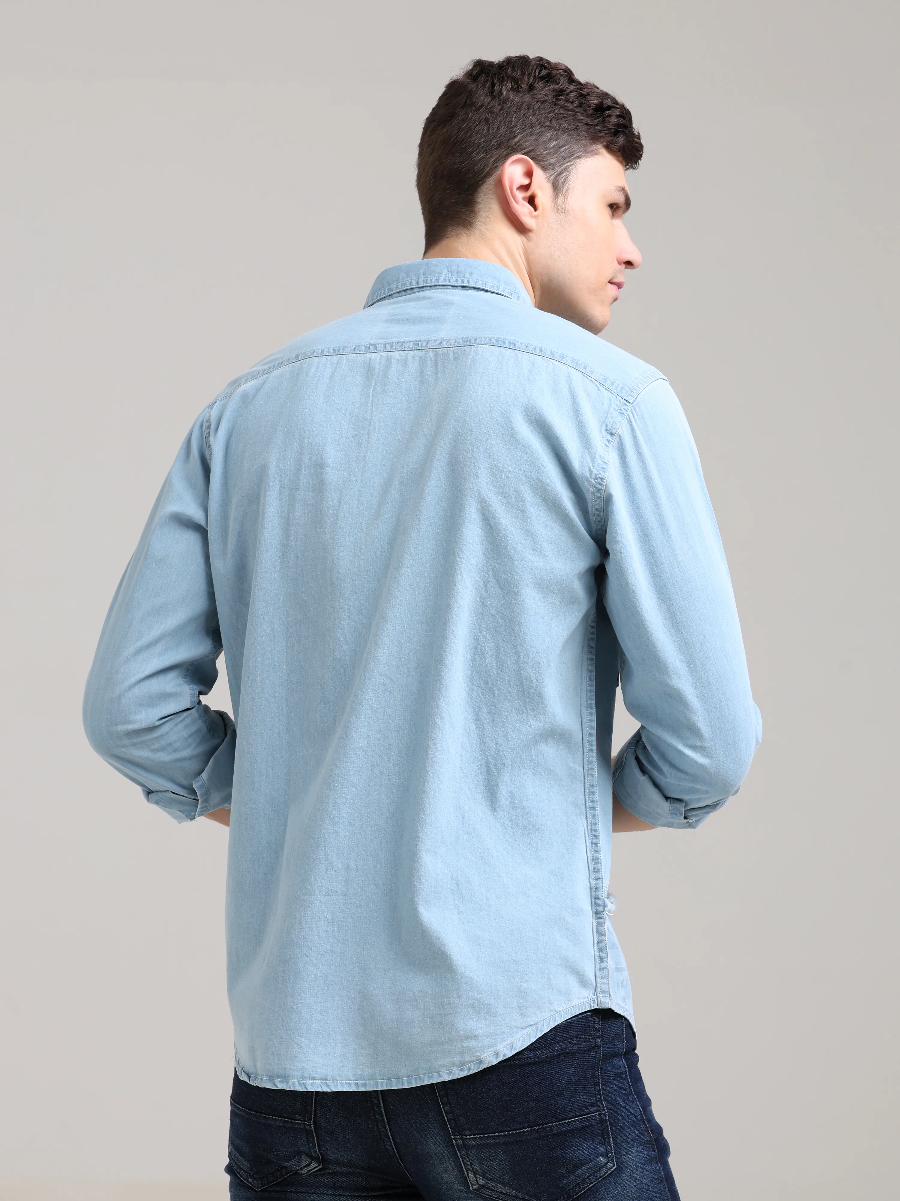 Denim Casual Double Pocket Shirt