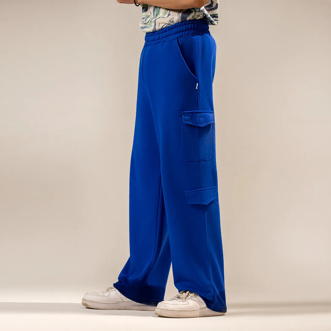 Electric Blue Wide Leg Cargo Unisex Trouser