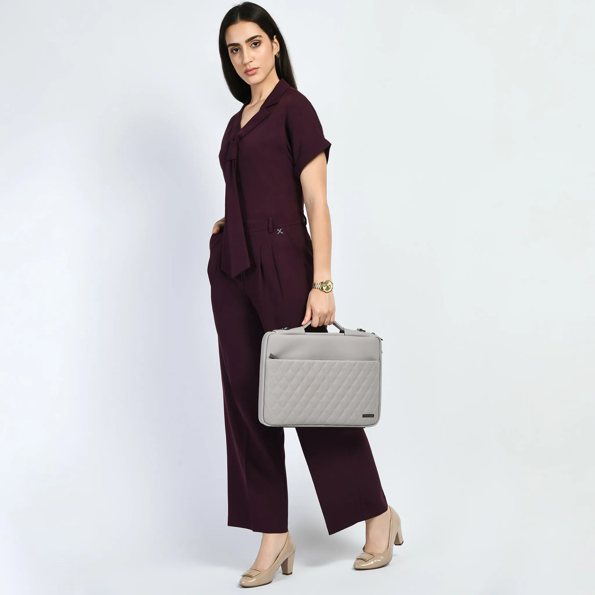 Exude Magnetism Solid Wide Leg Trousers With Blazer Tie Top Co-ord (Wine)