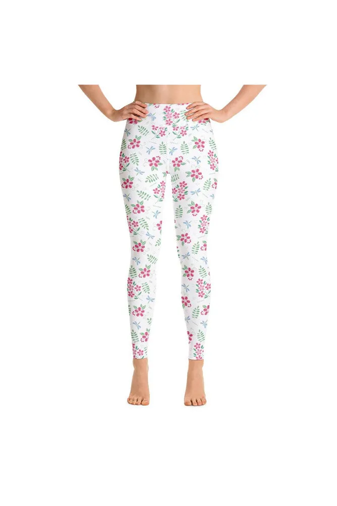 Floral Faux Stitch Work Yoga Leggings