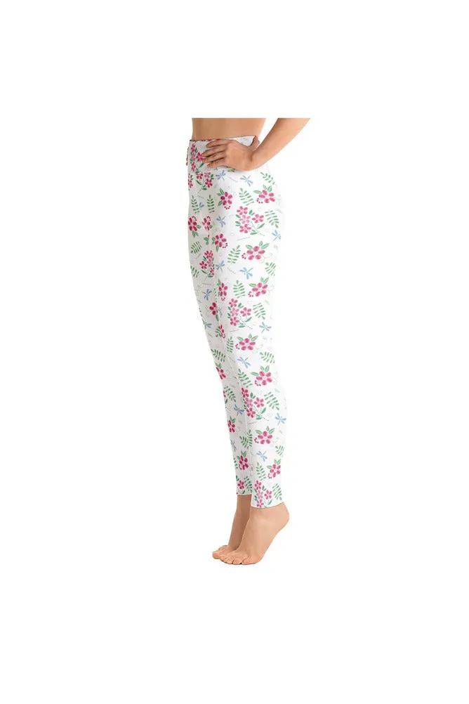 Floral Faux Stitch Work Yoga Leggings