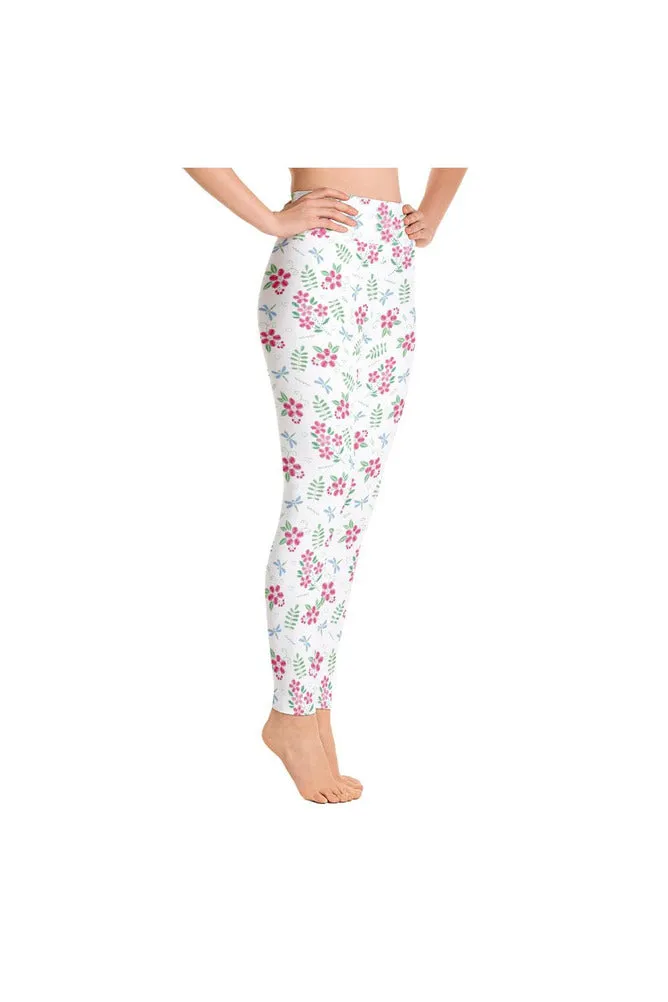 Floral Faux Stitch Work Yoga Leggings