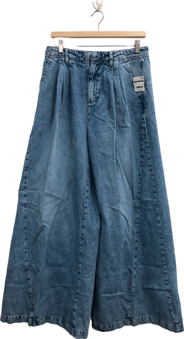 Free People Blue Denim Equinox Wide Leg Jeans  W28"