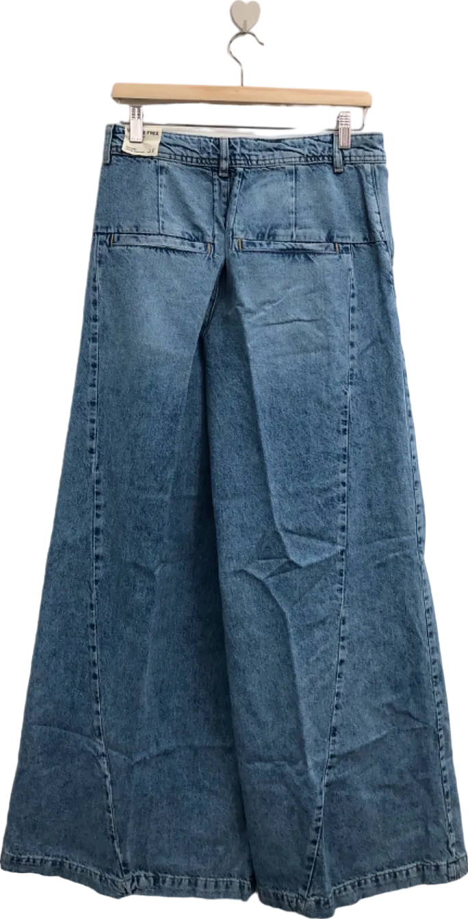 Free People Blue Denim Equinox Wide Leg Jeans  W28"