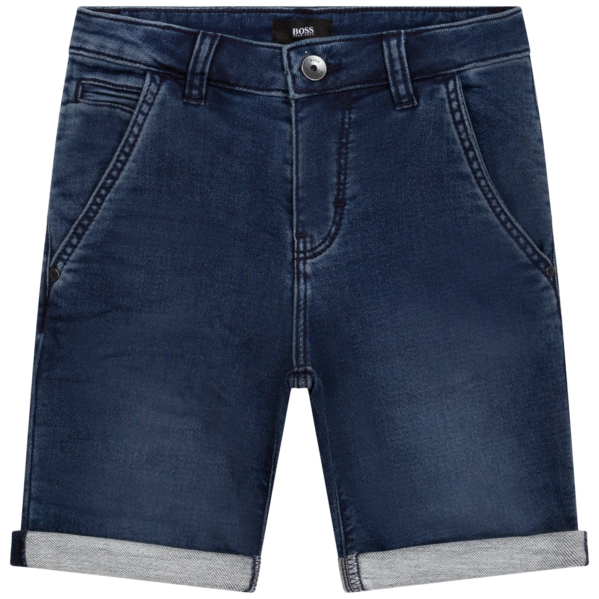 Hugo Boss Boys Denim Bermuda Shorts_ Stone J24743-Z07