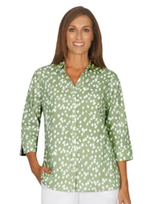 Jillian Spot Print Cotton Blend Shirt