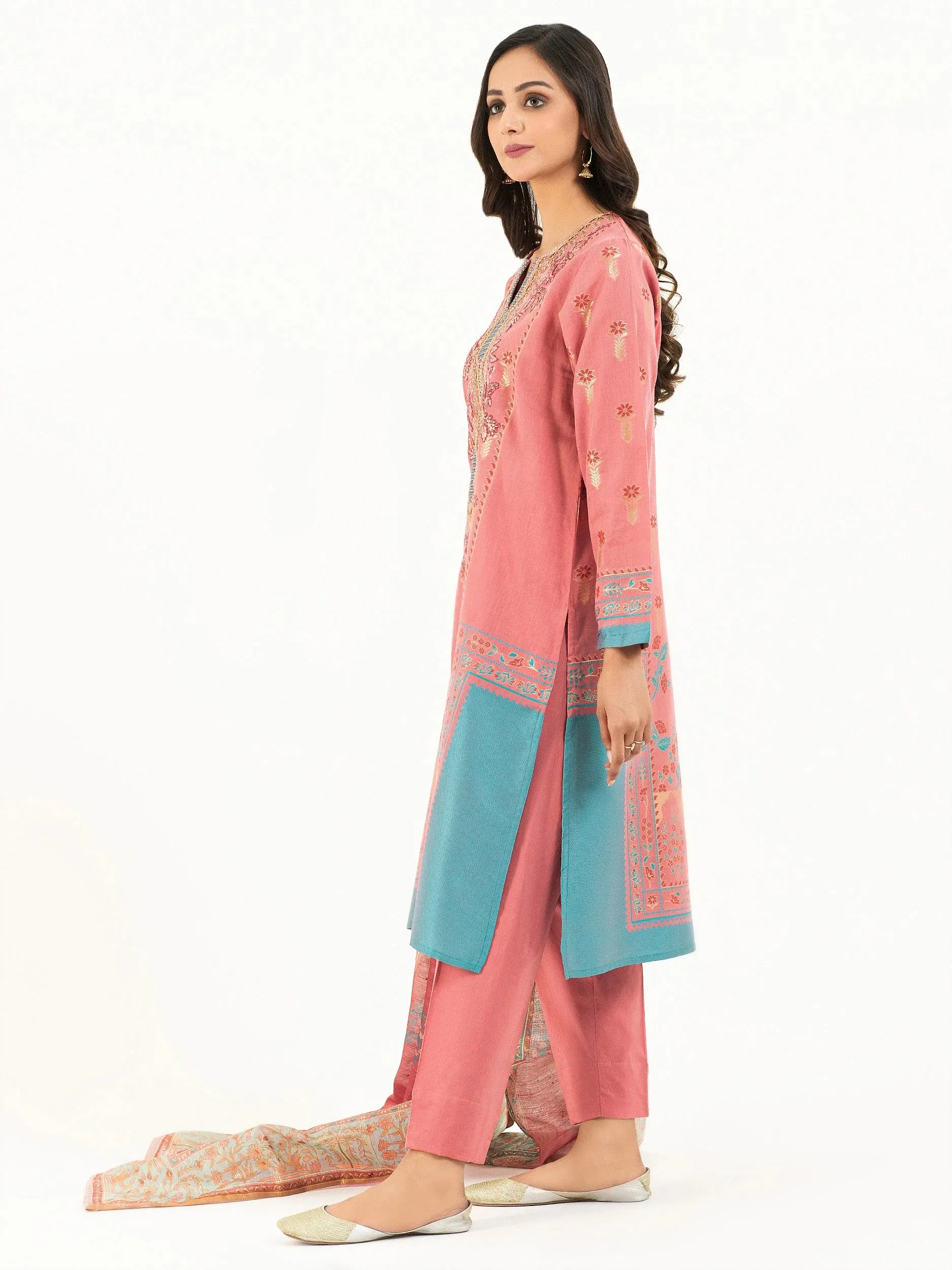 Limelight Coral Pink Jacquard 3-Piece Suit (P6642SU)