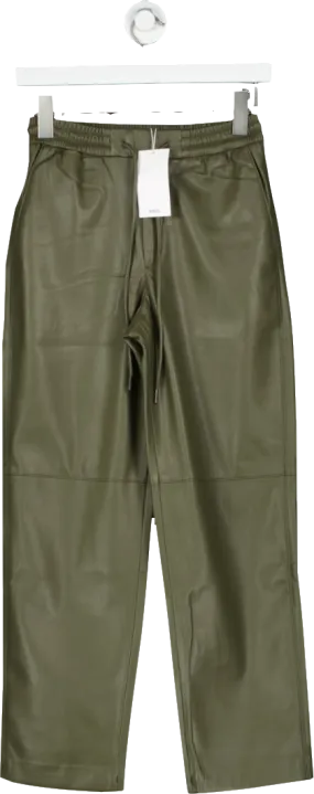 MANGO Green FAUX leather  Trousers BNWT UK XXS