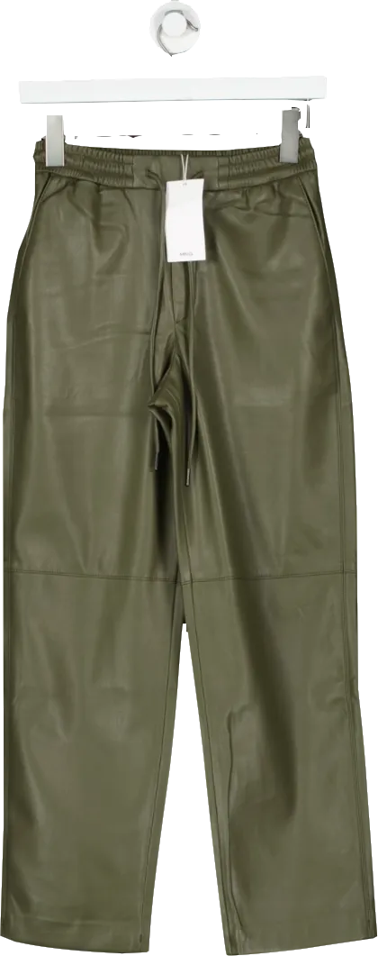 MANGO Green FAUX leather  Trousers BNWT UK XXS