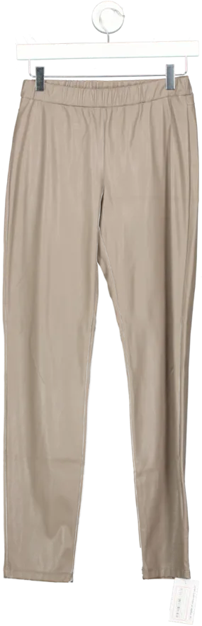 maxmara Brown Leisure Faux Leather Trousers UK M