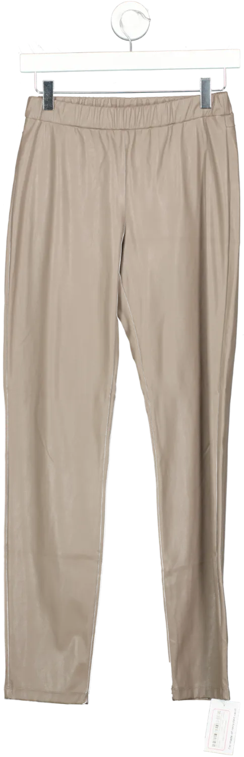 maxmara Brown Leisure Faux Leather Trousers UK M