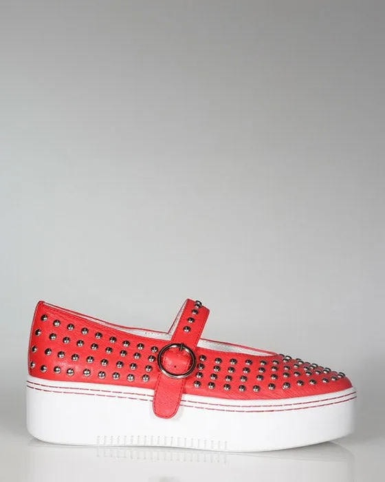 Minx Stanley Stud Red Leather Casual