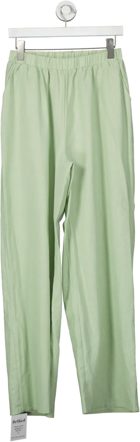 Missguided Green Linen Look Straight Leg Trousers UK 12