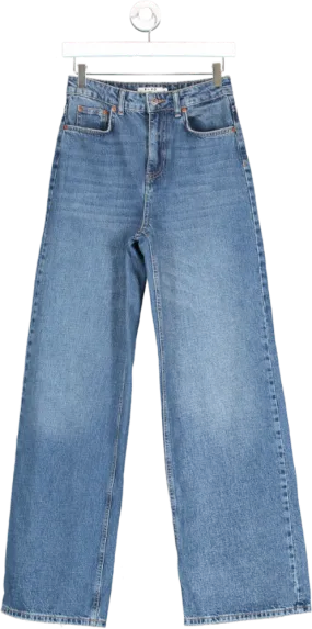 NA-KD Blue Wide Leg High Rise Jeans UK 6