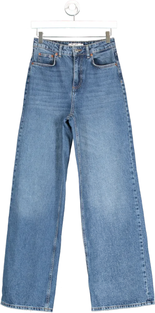 NA-KD Blue Wide Leg High Rise Jeans UK 6