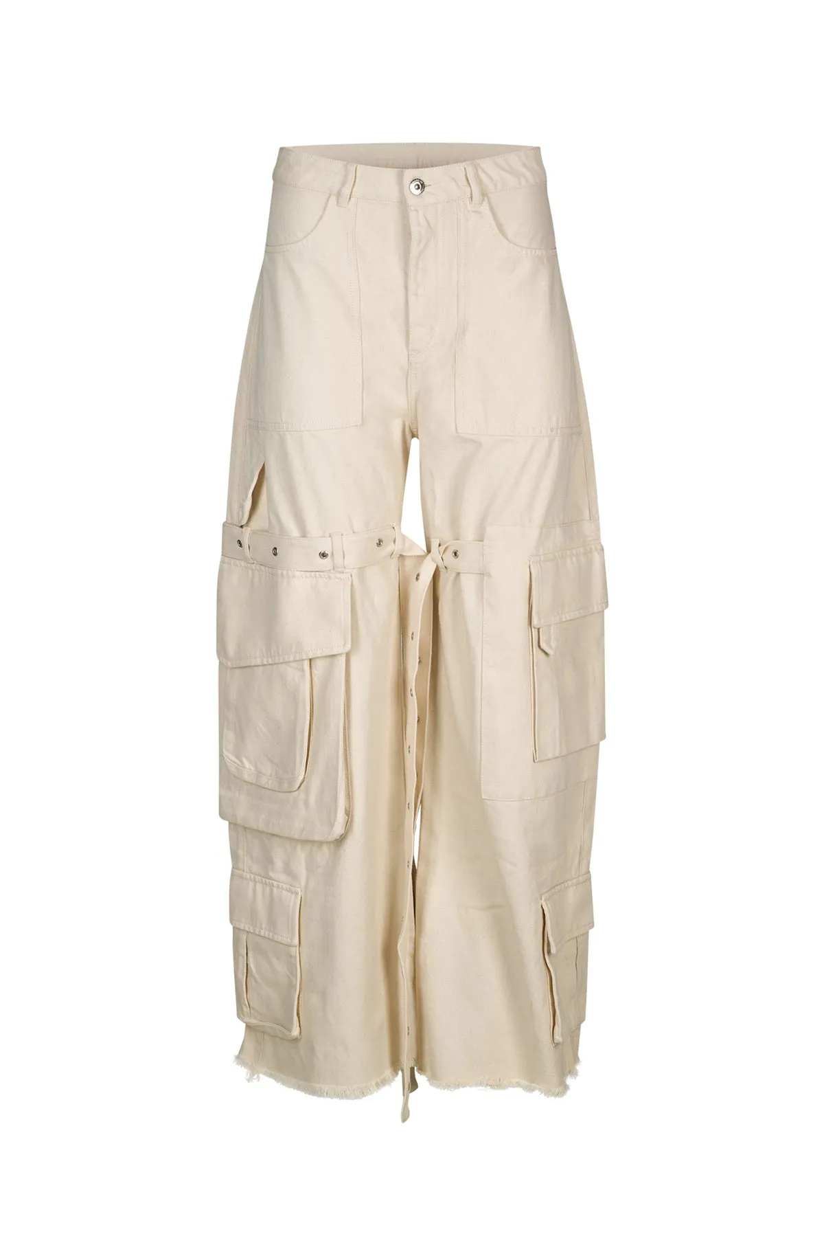 OFF-WHITE MULTI POCKET CARGO TROUSERS