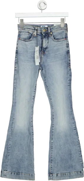 River Island Blue High Rise Flare Jeans UK 8