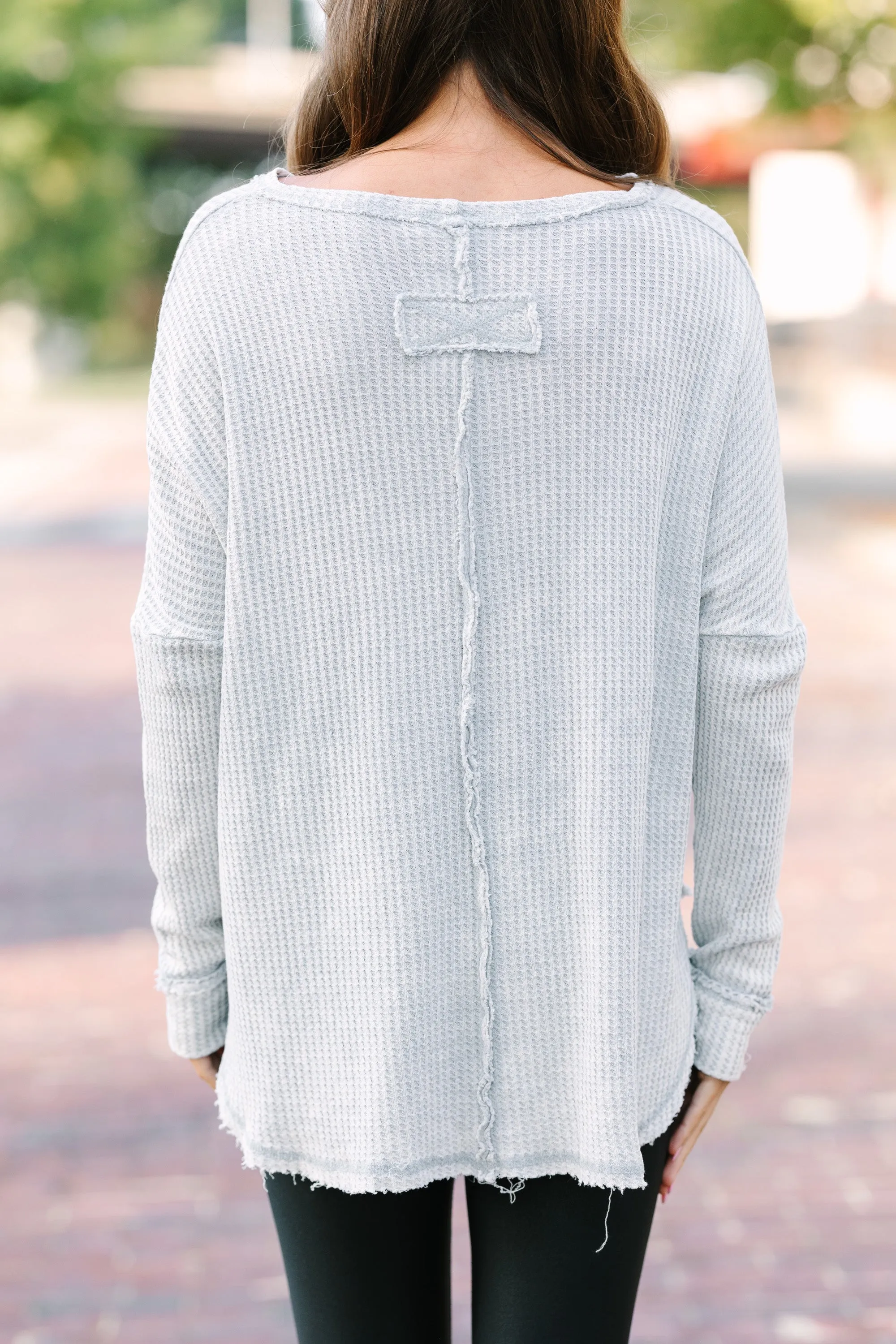 Simple Things Light Gray Waffle Knit Top