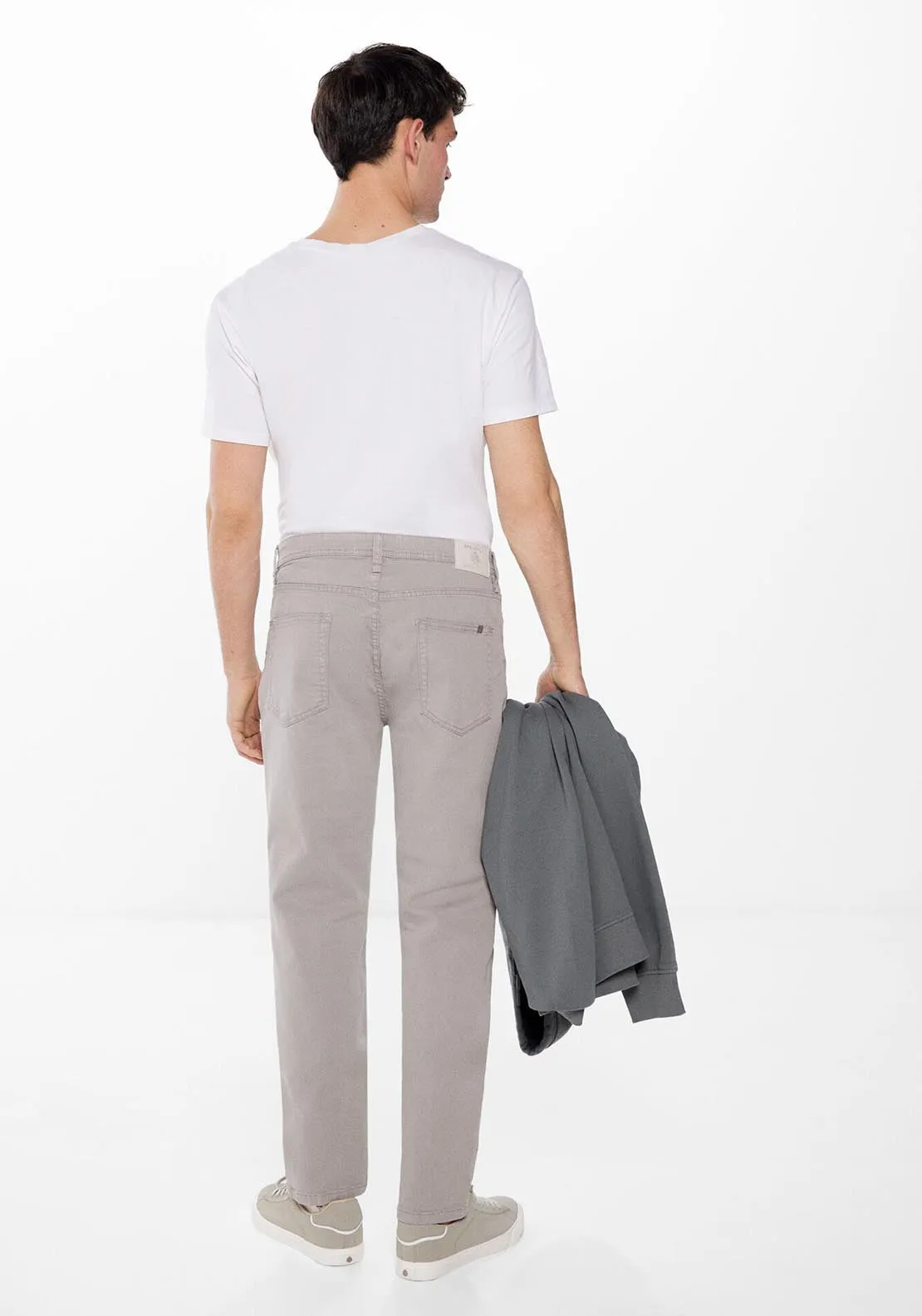 Slim fit washed 5-pocket coloured trousers - Grey