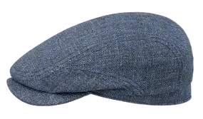 Stetson Premium Linen Herringbone Denim Blue drivers style flat cap