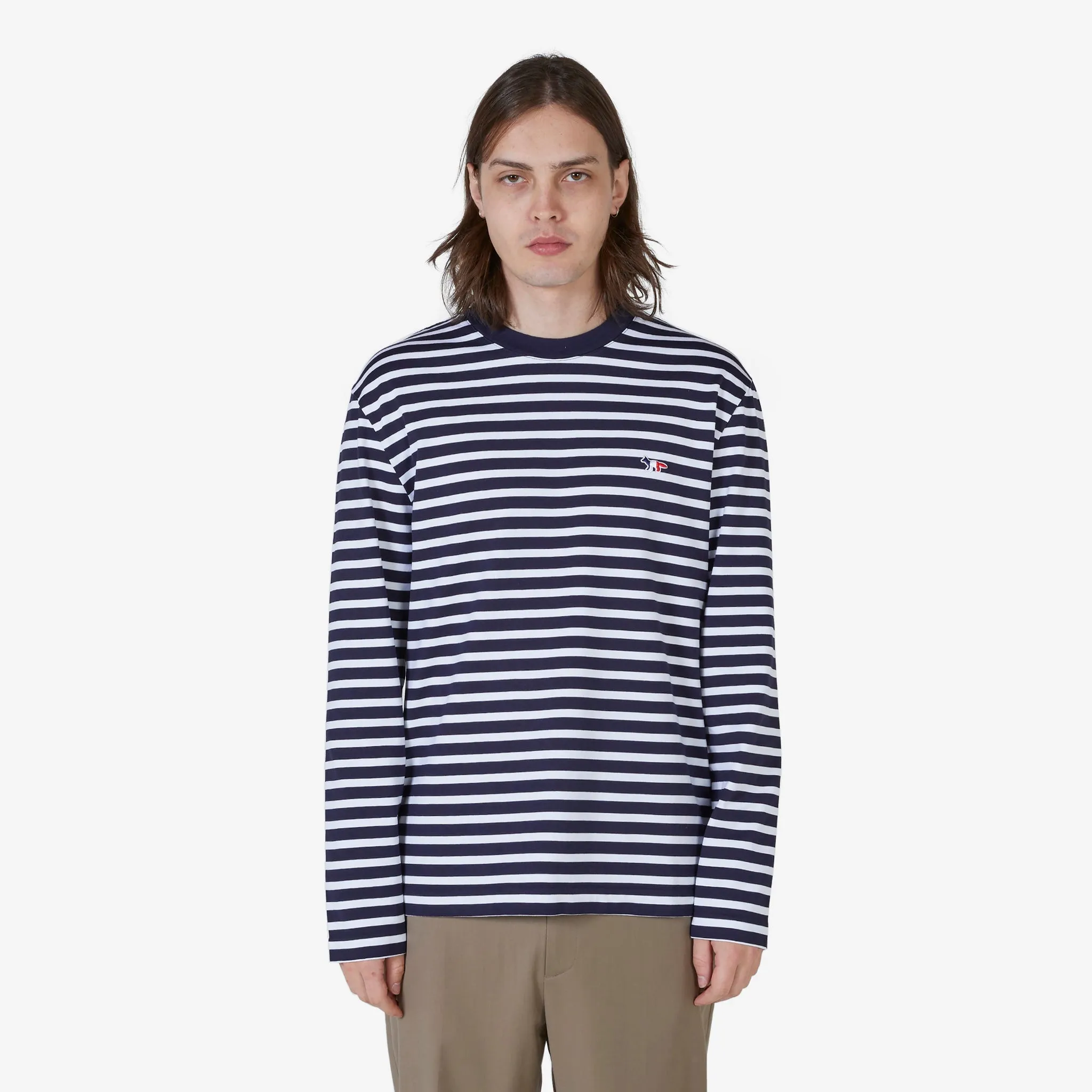 Tricolour Fox Patch Classic Marin T-Shirt Navy Stripes