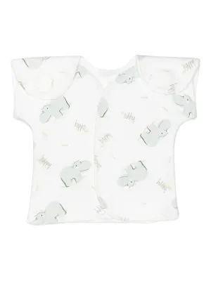 Wrap-over premature baby top, hippos