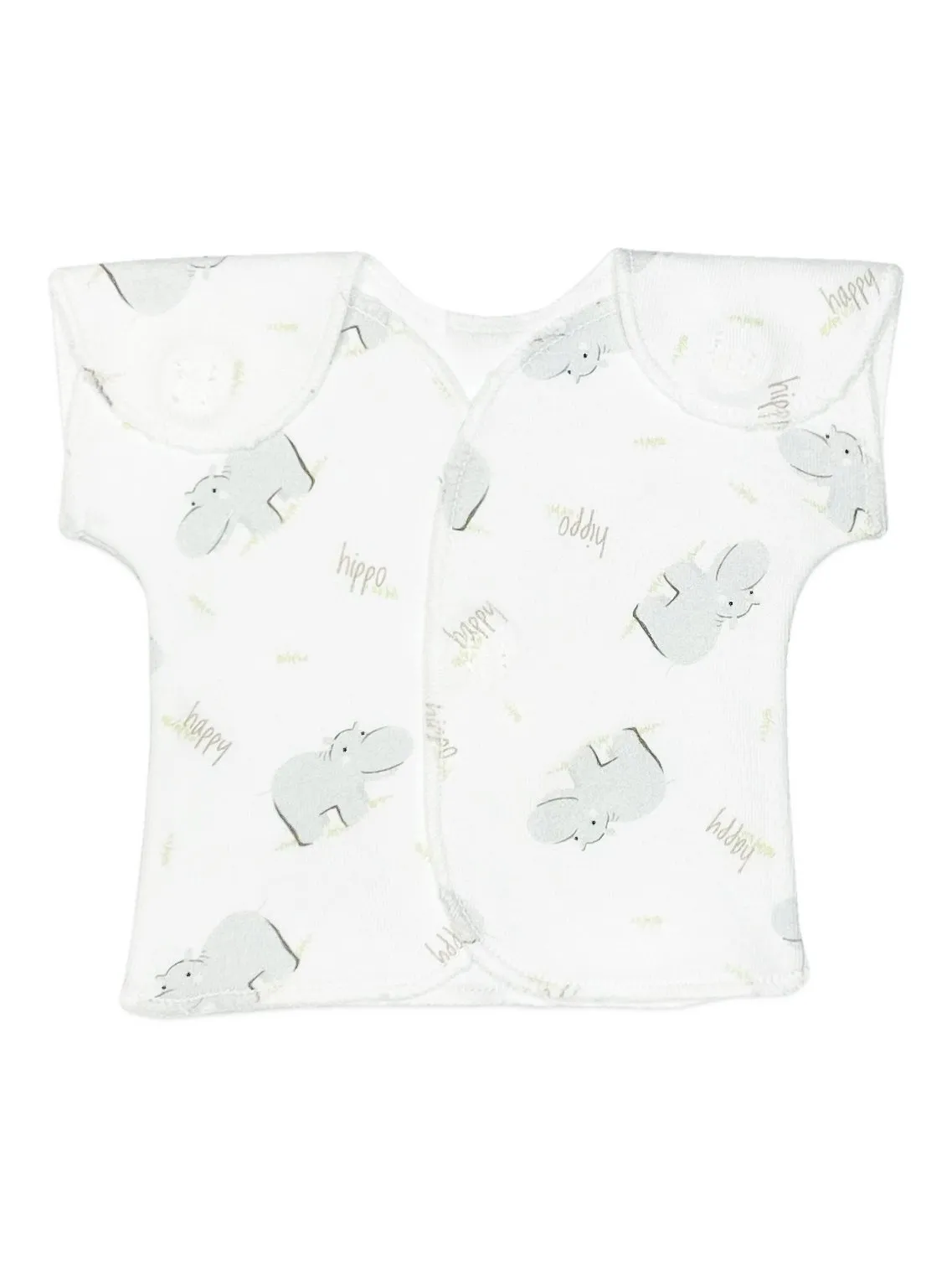 Wrap-over premature baby top, hippos