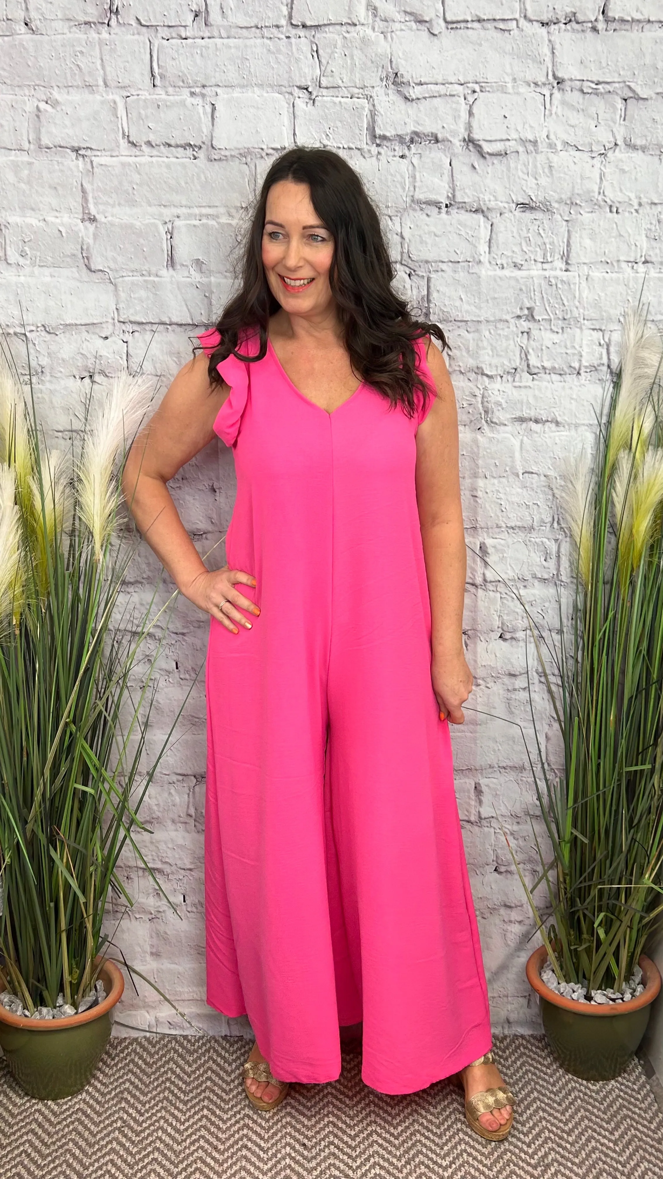 WREN Wide Leg Frill Arm Jumpsuit