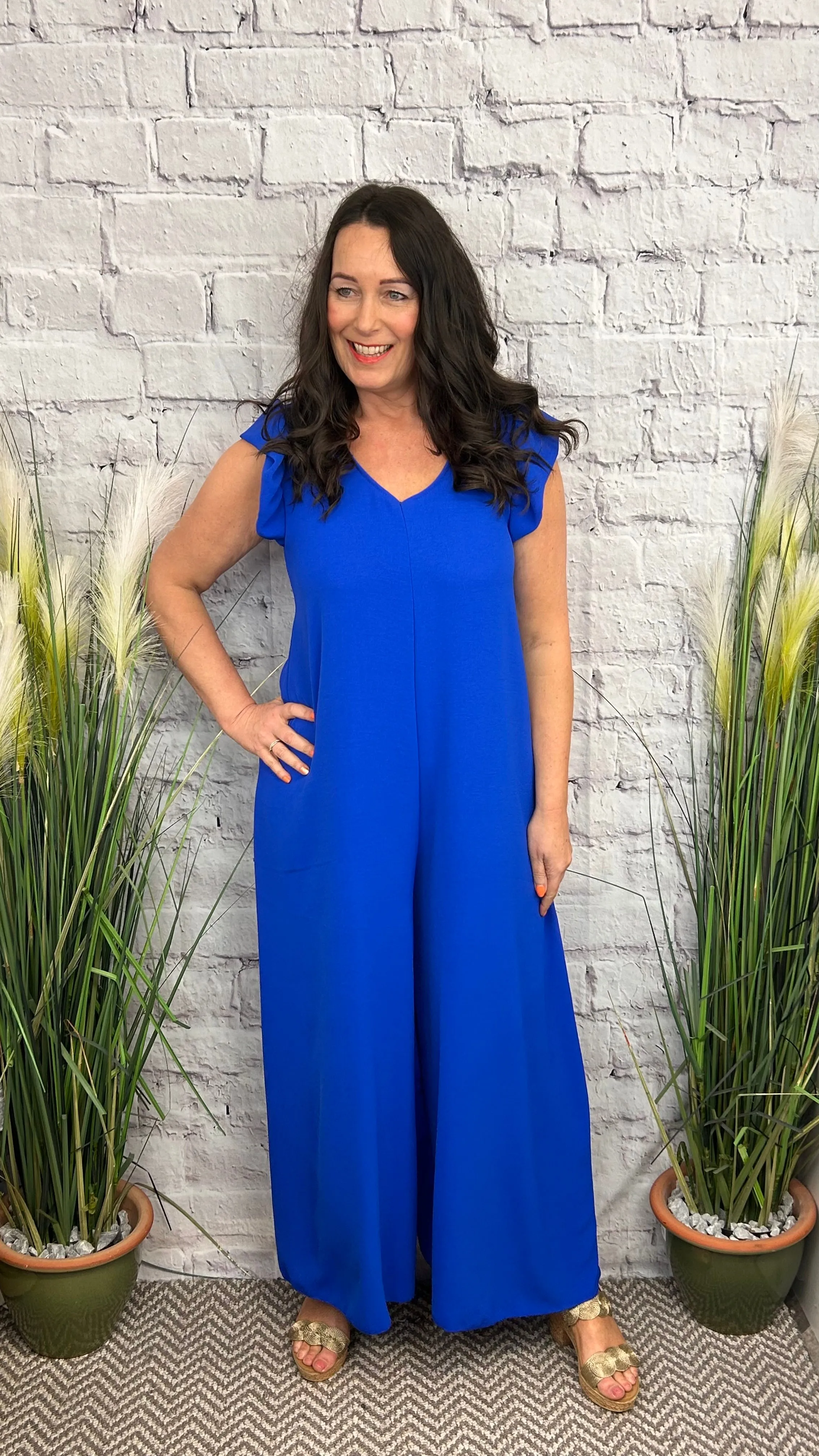 WREN Wide Leg Frill Arm Jumpsuit