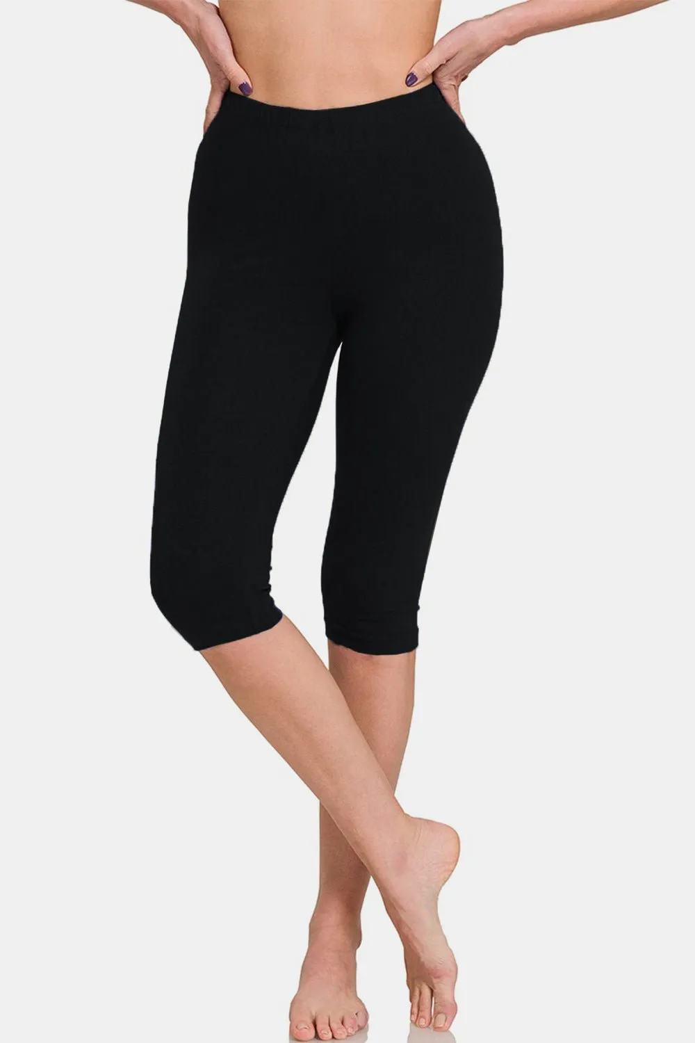 Zenana Full Size High Waist Capris